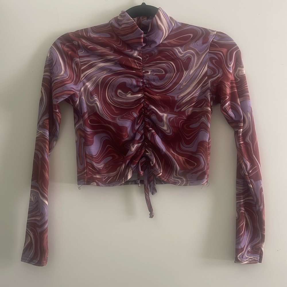 Boohoo TieDye Long Sleeve Mockneck Top